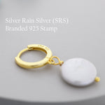 Coin Baroque Pearl Huggie Hoop Earrings in Sterling Silver, Simple Circle Disk Dangle Earrings, Gold and Silver, Natural Freshwater Pearl