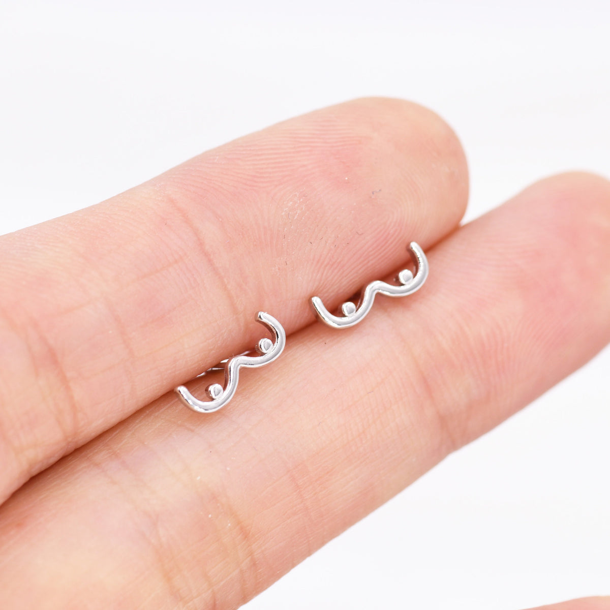 Sterling Silver Boob Stud Earrings, Breast Earrings, Silver, Gold or Rose Gold, Small Earrings, Feminist Jewellery