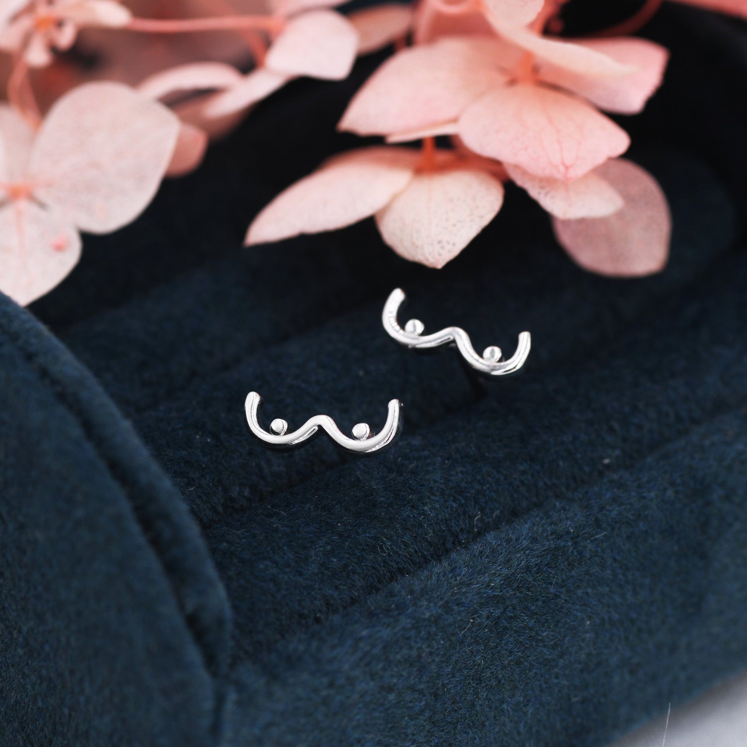 Sterling Silver Boob Stud Earrings, Breast Earrings, Silver, Gold or Rose Gold, Small Earrings, Feminist Jewellery