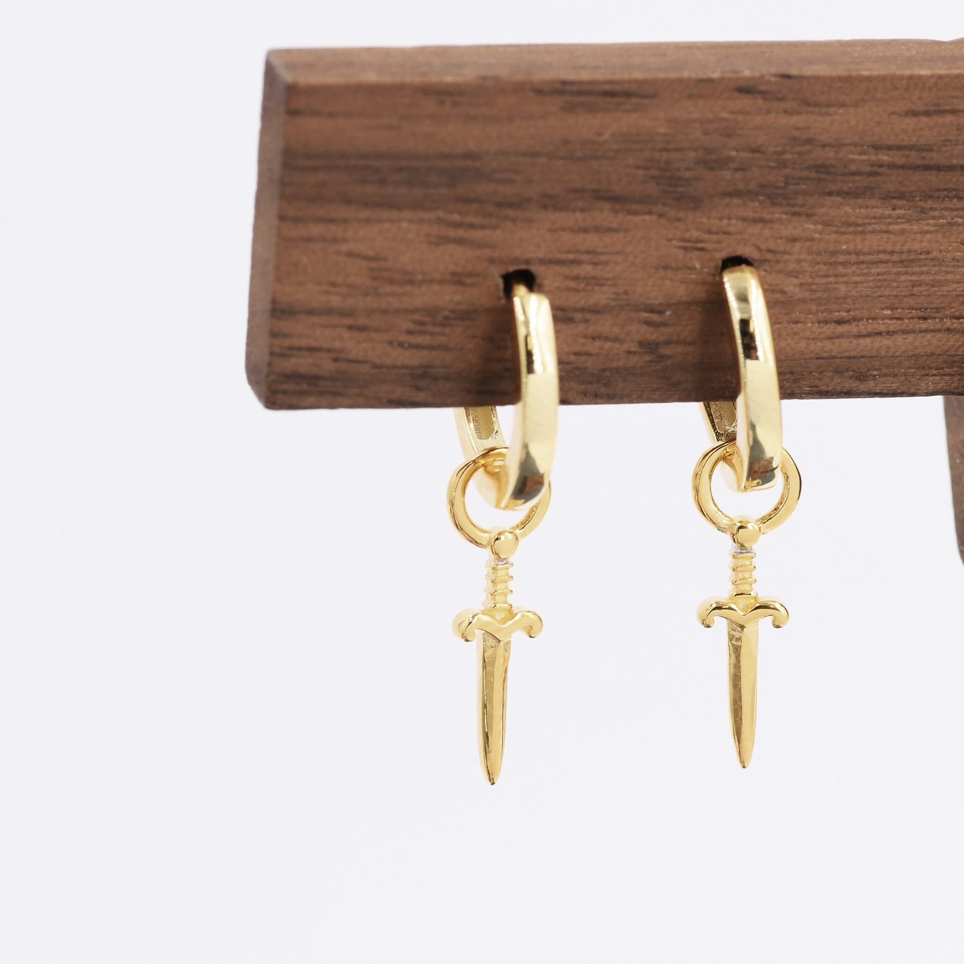 Sterling Silver Sword Hoop Earrings, Detachable Charm Hoop Earrings, Dagger Earrings, Silver or Gold, Interchangeable and detachable