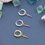 Sterling Silver Sword Hoop Earrings, Detachable Charm Hoop Earrings, Dagger Earrings, Silver or Gold, Interchangeable and detachable