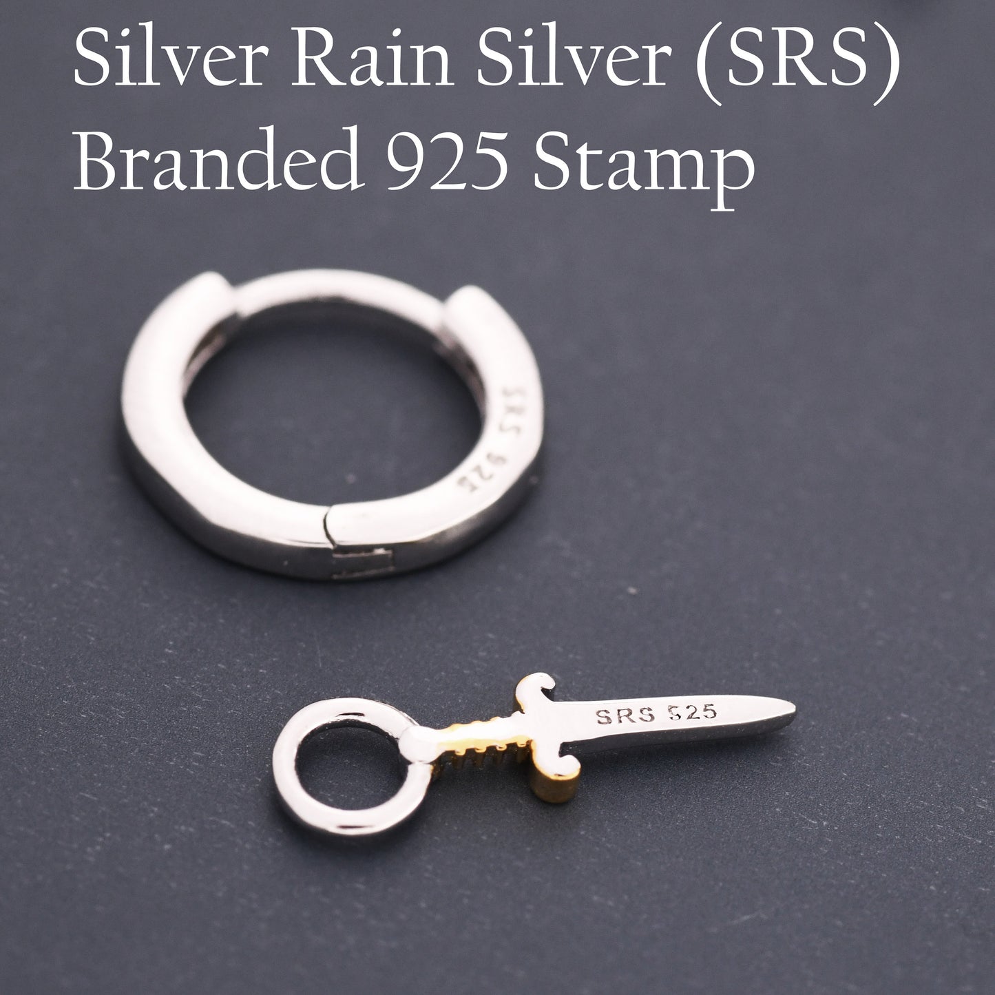 Sterling Silver Sword Hoop Earrings, Detachable Charm Hoop Earrings, Dagger Earrings, Silver or Gold, Interchangeable and detachable