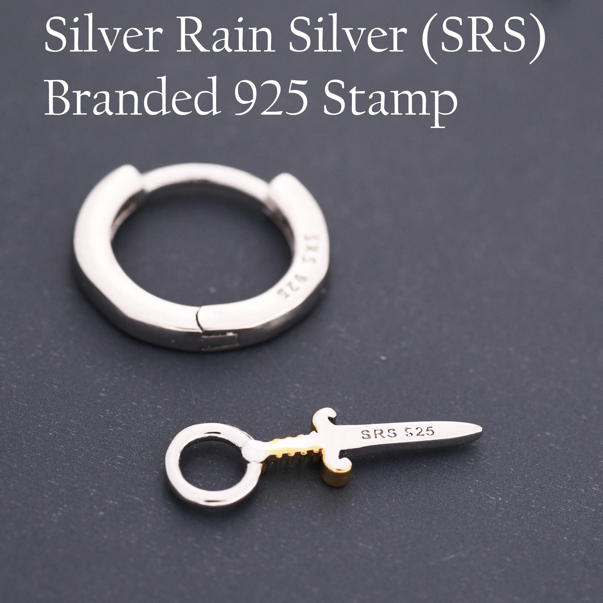 Sterling Silver Sword Hoop Earrings, Detachable Charm Hoop Earrings, Dagger Earrings, Silver or Gold, Interchangeable and detachable