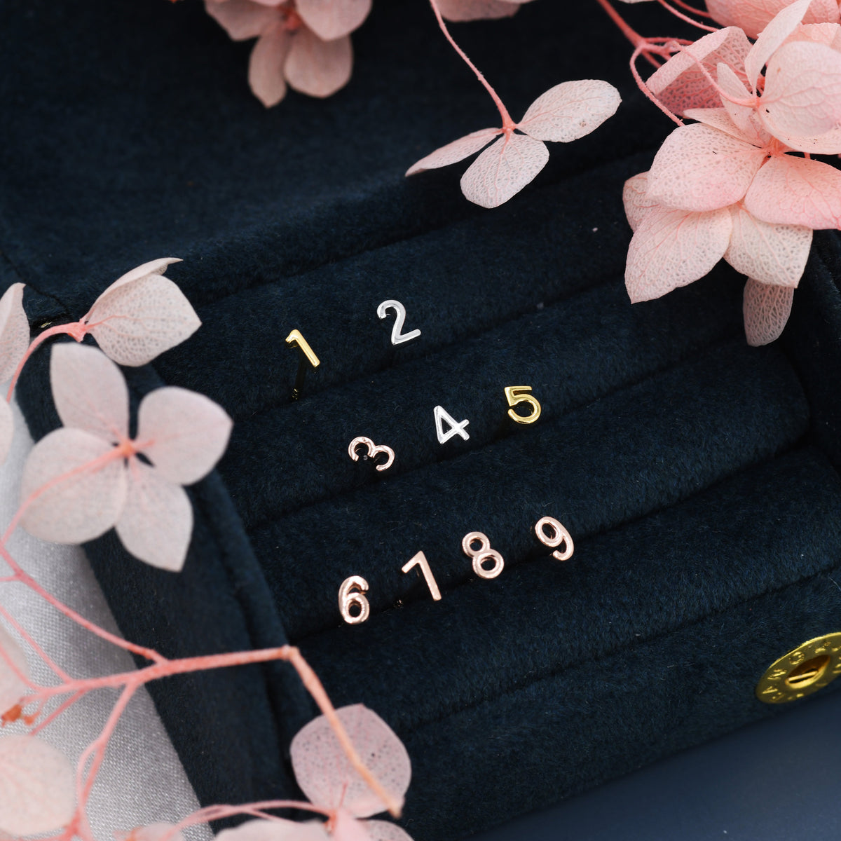 ONE Tiny Number Stud Earring in Sterling Silver, Silver, Rose Gold, Gold, Personalised, Stacking Earrings, Extra Tiny