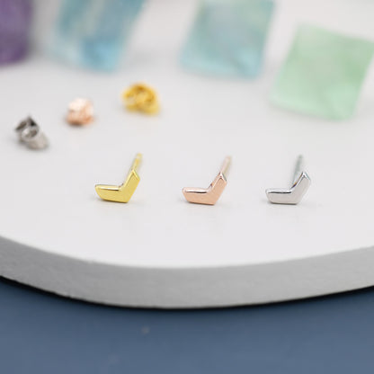 Sterling Silver Extra Tiny Chevron Stud Earrings, Silver, Gold or Rose Gold, Small Triangle Earrings, Arrow Earrings, Stacking Earrings,