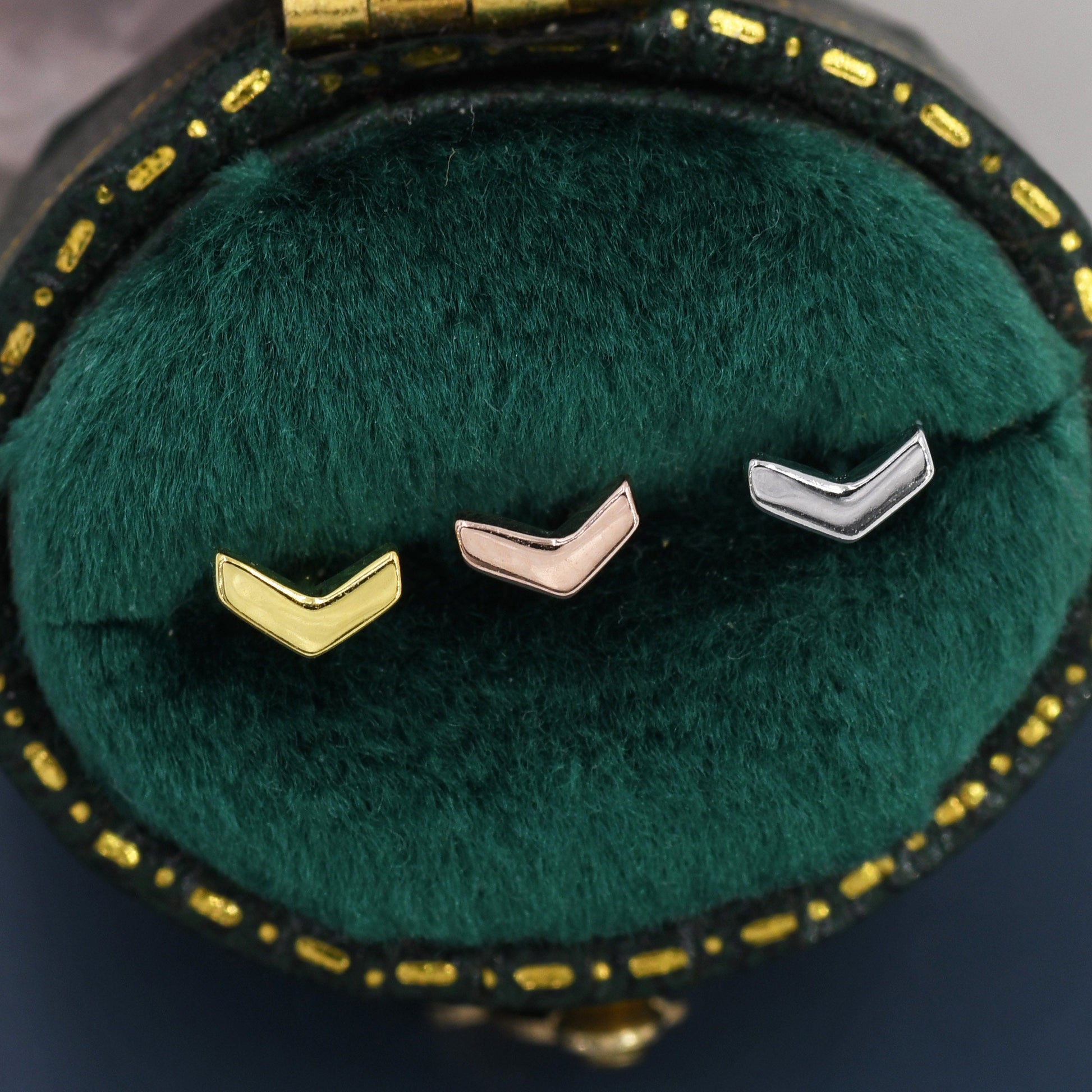 Sterling Silver Extra Tiny Chevron Stud Earrings, Silver, Gold or Rose Gold, Small Triangle Earrings, Arrow Earrings, Stacking Earrings,