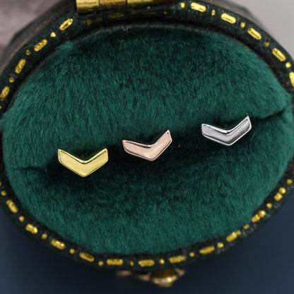 Sterling Silver Extra Tiny Chevron Stud Earrings, Silver, Gold or Rose Gold, Small Triangle Earrings, Arrow Earrings, Stacking Earrings,