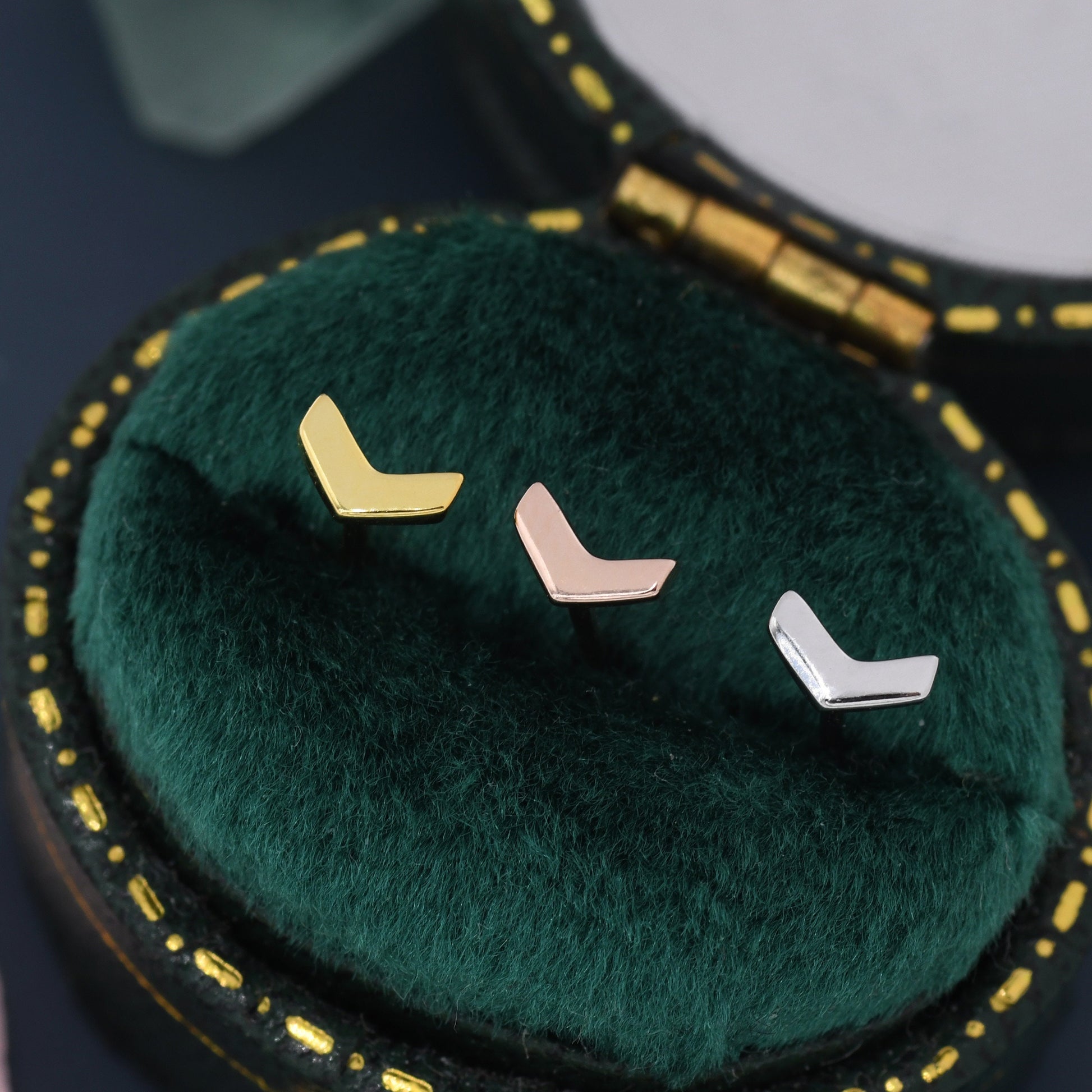 Sterling Silver Extra Tiny Chevron Stud Earrings, Silver, Gold or Rose Gold, Small Triangle Earrings, Arrow Earrings, Stacking Earrings,