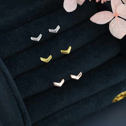 Sterling Silver Extra Tiny Chevron Stud Earrings, Silver, Gold or Rose Gold, Small Triangle Earrings, Arrow Earrings, Stacking Earrings,