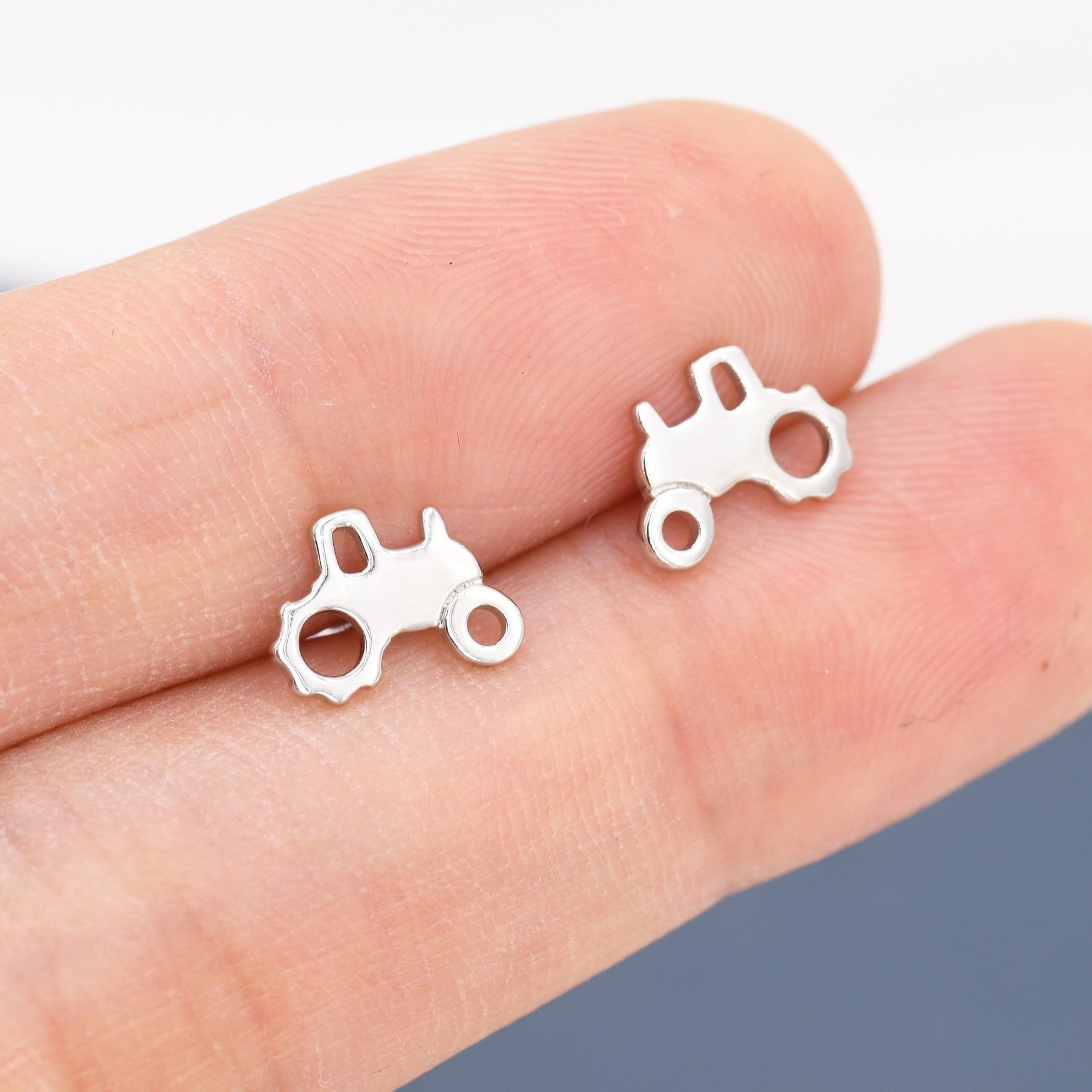 Tractor Stud Earrings in Sterling Silver, Silver, Gold or Rose Gold, Tiny Tractor Earrings, Small Earrings, Farm Earrings