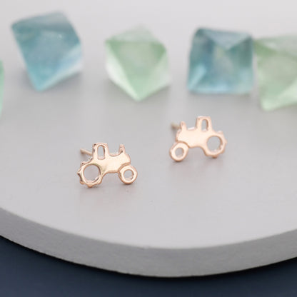 Tractor Stud Earrings in Sterling Silver,  Silver, Gold or Rose Gold,  Tiny Tractor Earrings, Small Earrings, Farm Earrings