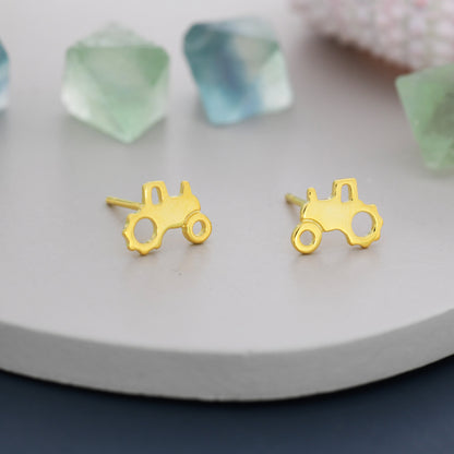 Tractor Stud Earrings in Sterling Silver,  Silver, Gold or Rose Gold,  Tiny Tractor Earrings, Small Earrings, Farm Earrings