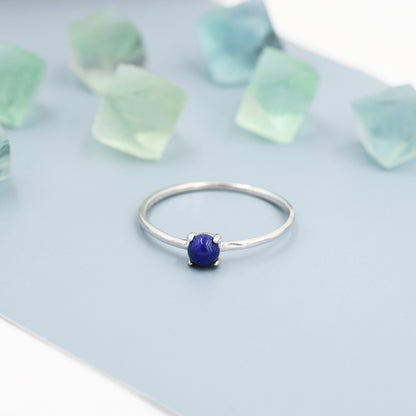 Lapis Lazuli Ring in Sterling Silver, US 5 - 8, Natural Lapis Lazuli Ring, Simple Gemstone Ring, Semi-Precious, Genuine Stone