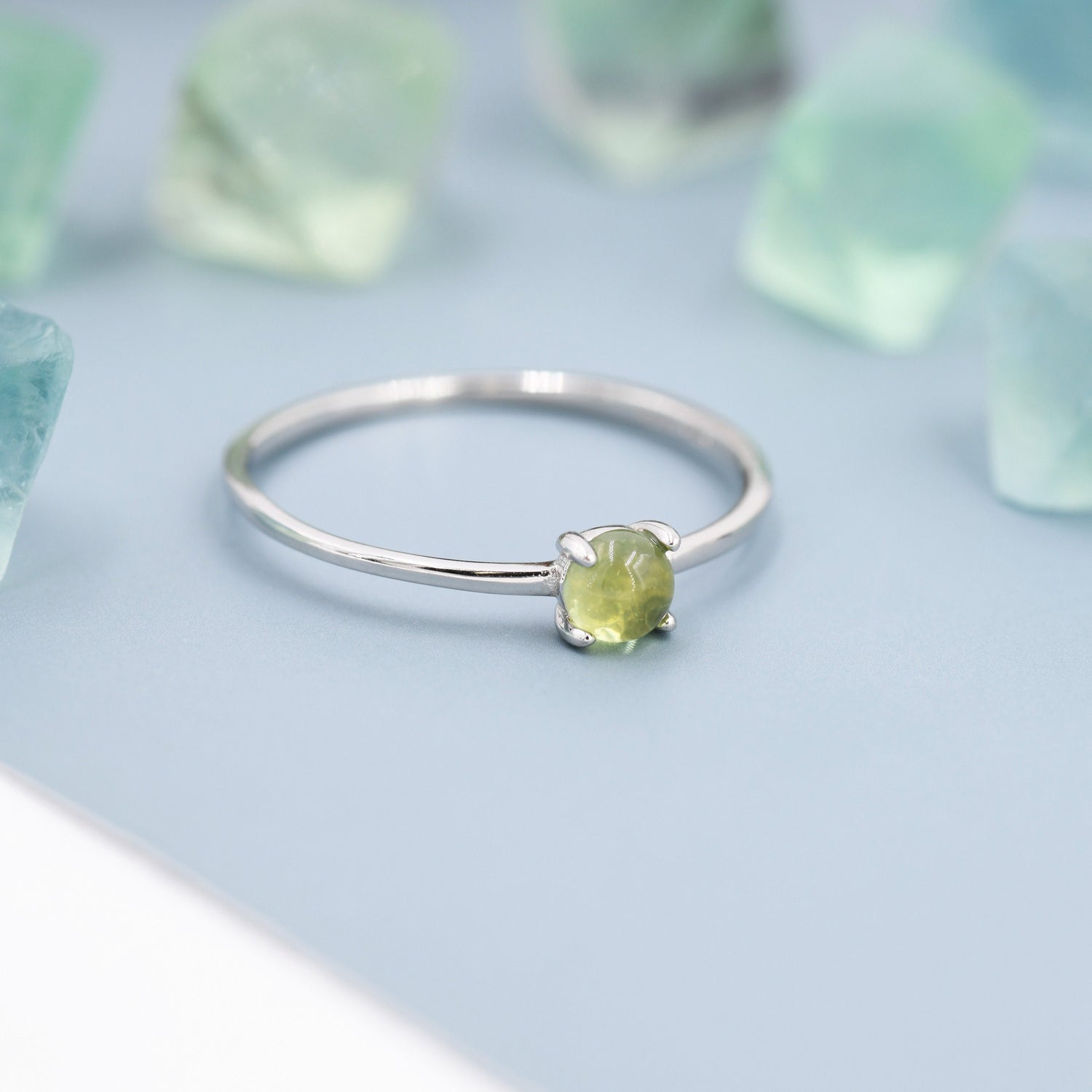 4mm Peridot Gemstone Ring