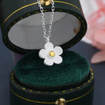 Tiny Forget Me Not Flower Pendant Necklace in Sterling Silver, Nature Inspired Flower Necklace , Botanical