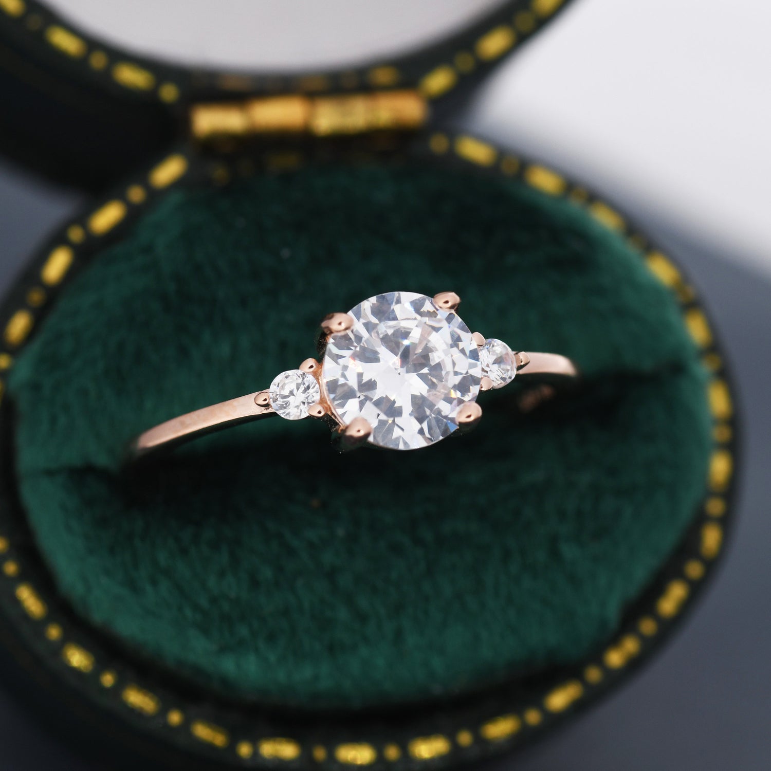 1 Carat CZ Ring in Sterling Silver, Silver, Gold or Rose Gold, Diamond Ring, Vintage Inspired, Engagement Ring, US 5 - 8