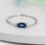 Natural Sapphire Ring in Sterling Silver, Genuine Blue Sapphire Ring, Dainty Gemstone Ring, US 5-8