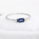 Natural Sapphire Ring in Sterling Silver, Genuine Blue Sapphire Ring, Dainty Gemstone Ring, US 5-8