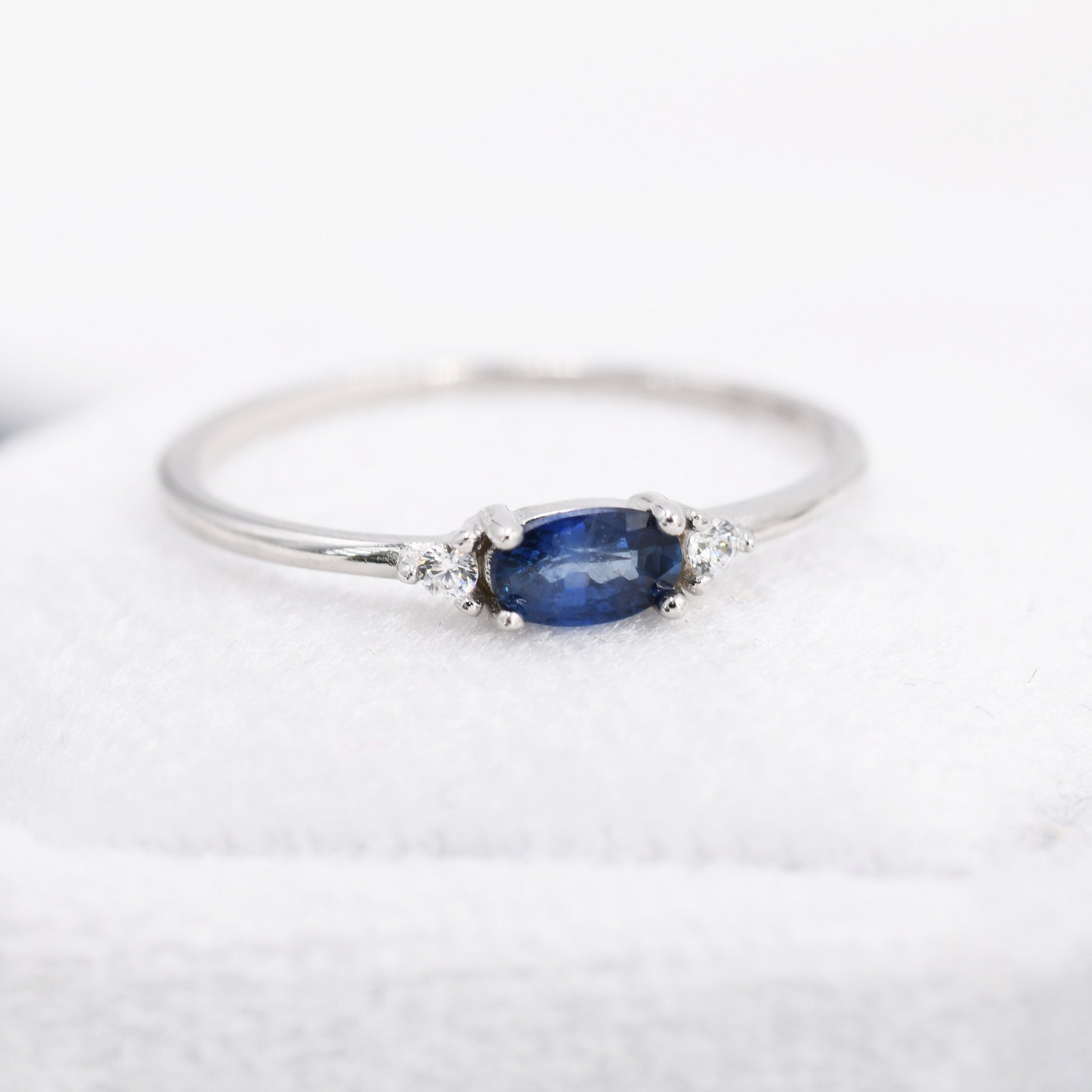 Natural Sapphire Ring in Sterling Silver, Genuine Blue Sapphire Ring, Dainty Gemstone Ring, US 5-8