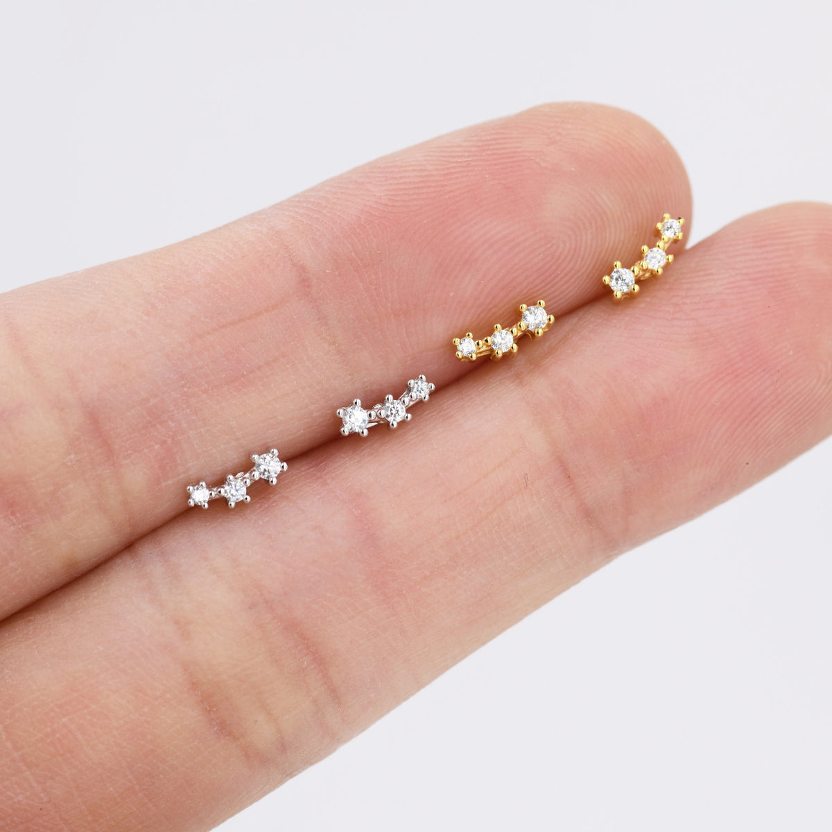 Tiny Star Trio CZ Stud Earrings