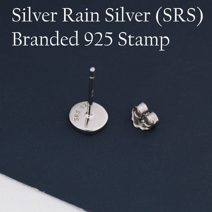 Blue Circle Dot Stud Earrings in Sterling Silver with Hand Painted Enamel, Pastel Stud, Enamel Dot, 6mm