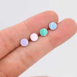 Blue Circle Dot Stud Earrings in Sterling Silver with Hand Painted Enamel, Pastel Stud, Enamel Dot, 6mm