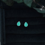 Teal Green Droplet Dot Stud Earrings in Sterling Silver with Hand Painted Enamel, Pastel Stud, Enamel Droplet, Drop Shape