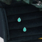 Teal Green Droplet Dot Stud Earrings in Sterling Silver with Hand Painted Enamel, Pastel Stud, Enamel Droplet, Drop Shape