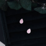 Pink Droplet Dot Stud Earrings in Sterling Silver with Hand Painted Enamel, Pastel Pink Stud, Enamel Droplet, Drop Shape