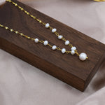 Genuine Pearl Beaded Necklace in Sterling Silver, Silver or Gold , Genuine Freshwater Pearls, Pearl Necklace, Y Necklace