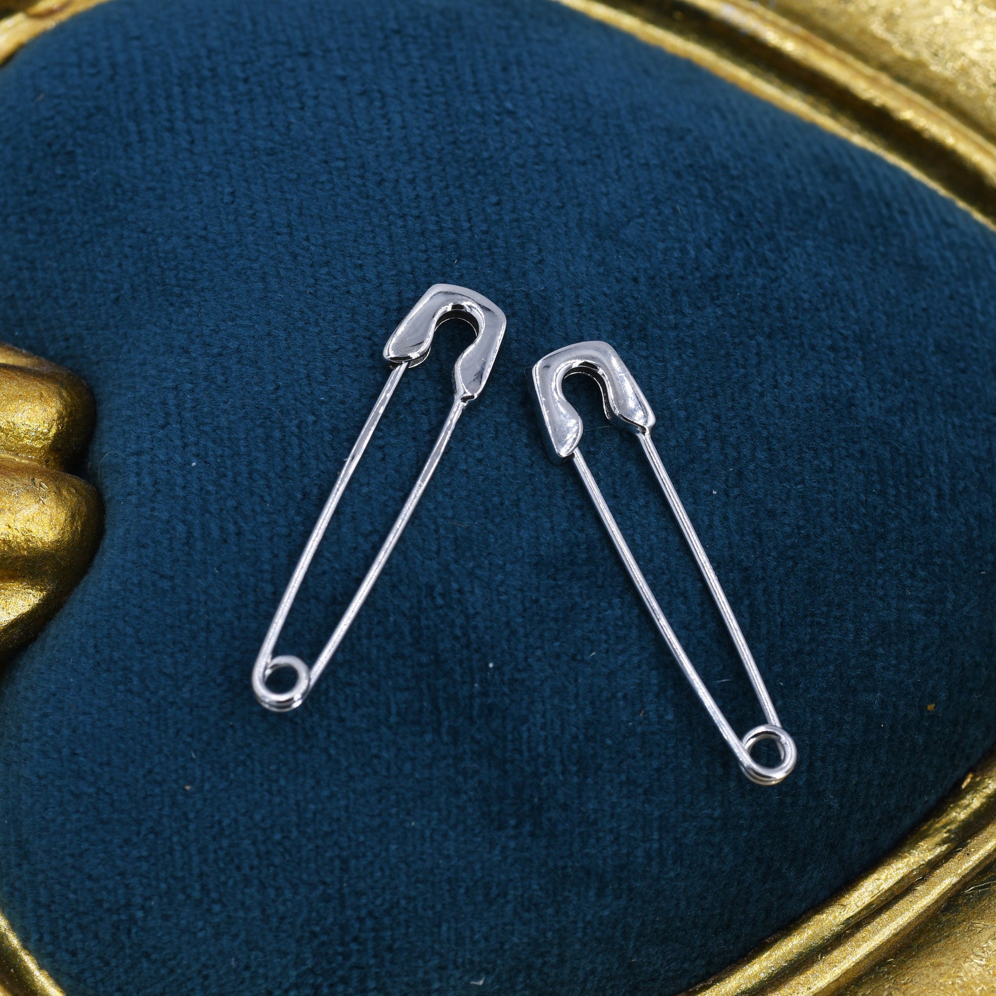 Safety Pin Pull Through Drop Earrings in Sterling Silver, Silver, Gold and Rose Gold, Fun Quirky Punk Rock Jewellery