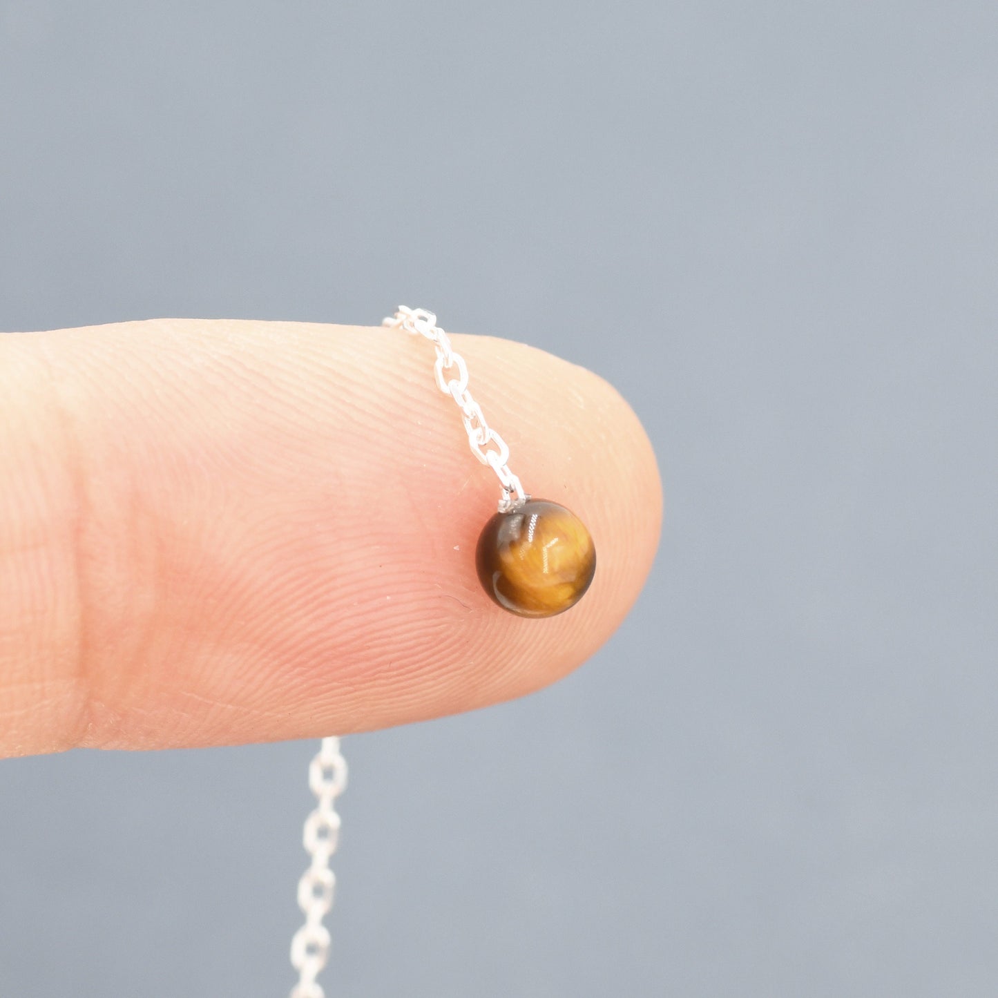 Genuine Tiger's Eye Gemstone Threader Earrings in Sterling Silver, 8cm Ear Threaders, Natural Semi Precious Gemstone Ear Threaders