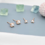 Tiny Pearl Stud Earrings in Sterling Silver, Silver or Gold or Rose Gold, Four Prong, 3mm, 4mm and 5mm Minimalist Pearl Earrings,