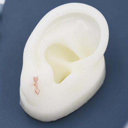 Sterling Silver Tiny Little Arrow Stud Earrings, Silver or Gold or Rose Gold, Dainty, Cute, Quirky and Fun Jewellery