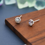 Sterling Silver Rose Cut Labradorite Stud Earrings, 3mm or 4mm, Genuine Labradorite Gemstone Stud, Bezel, Minimalist Style