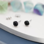 Sterling Silver Black Onyx Stud Earrings, 4mm Genuine Black Onyx Stone, Semi-precious Jewellery
