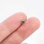 Extra Tiny Emerald Green CZ Triangle Stud Earrings in Sterling Silver, Silver or Gold, Dainty Earrings, Stacking Earrings, CZ Crystal Stud