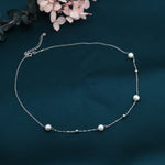 Genuine Pearl Choker Necklace in Sterling Silver, Silver or Gold , Genuine Freshwater Pearls, Natural Keshi Pearl Necklace, Satellite Beaded