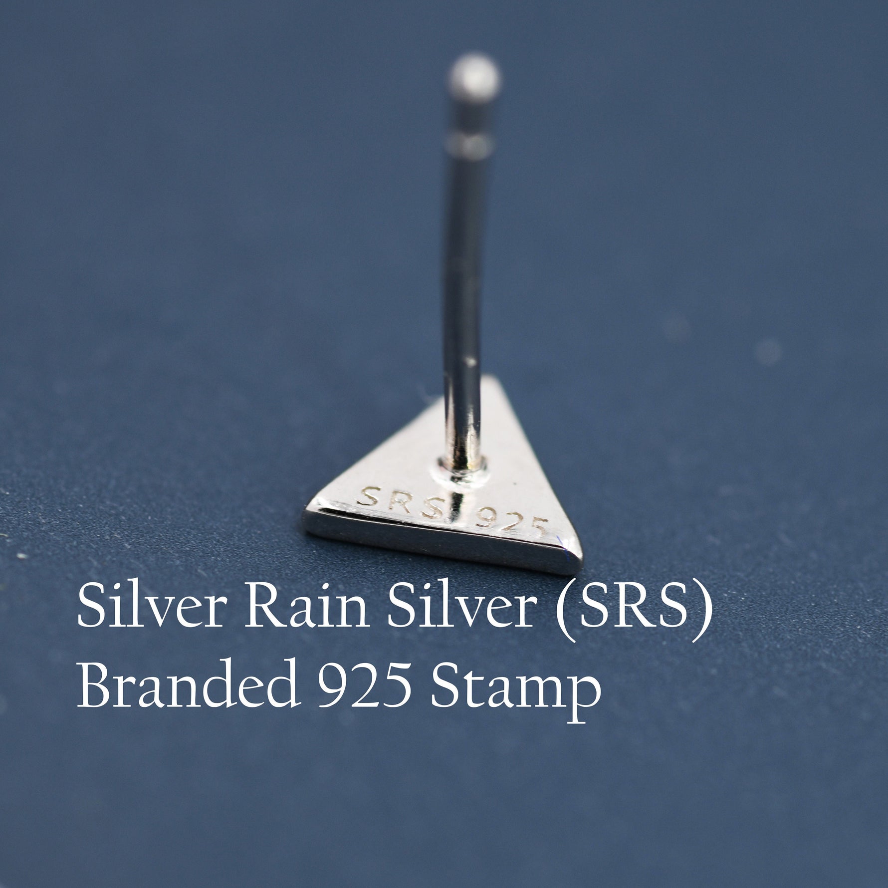 Black Triangle Stud Earrings in Sterling Silver with Hand Painted Enamel, Black Stud, Tiny Triangle Stud