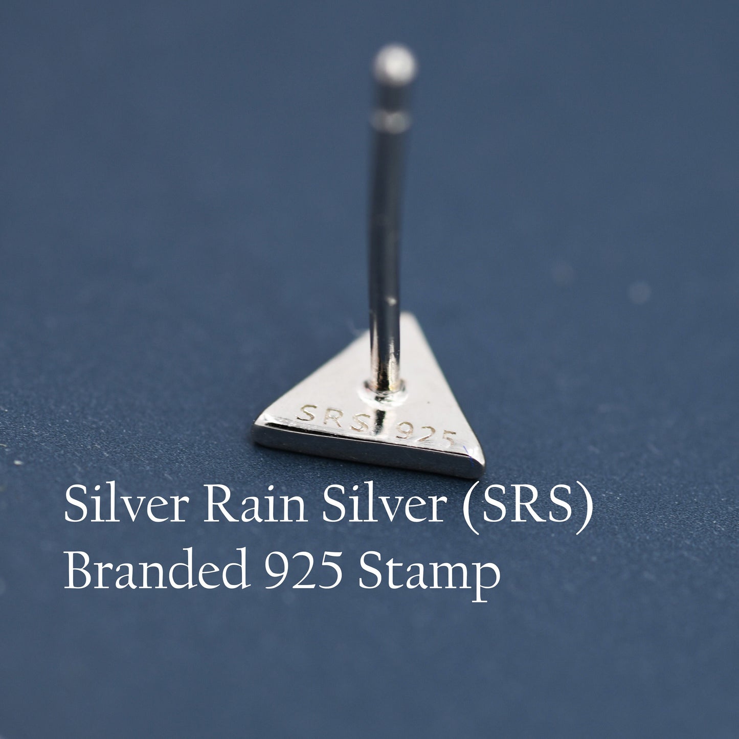 Pink Triangle Stud Earrings in Sterling Silver with Hand Painted Enamel, Pastel Pink Stud, Tiny Triangle Stud