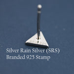 Pink Triangle Stud Earrings in Sterling Silver with Hand Painted Enamel, Pastel Pink Stud, Tiny Triangle Stud