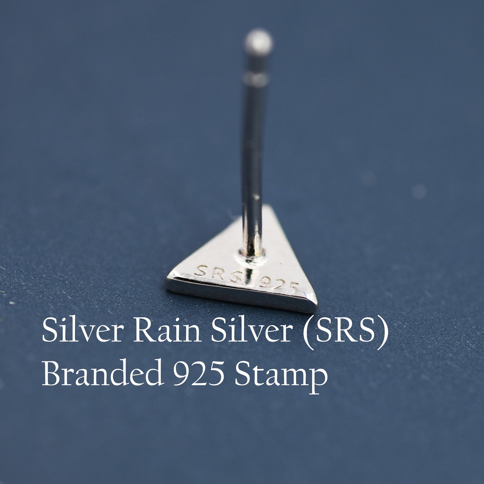 Pink Triangle Stud Earrings in Sterling Silver with Hand Painted Enamel, Pastel Pink Stud, Tiny Triangle Stud