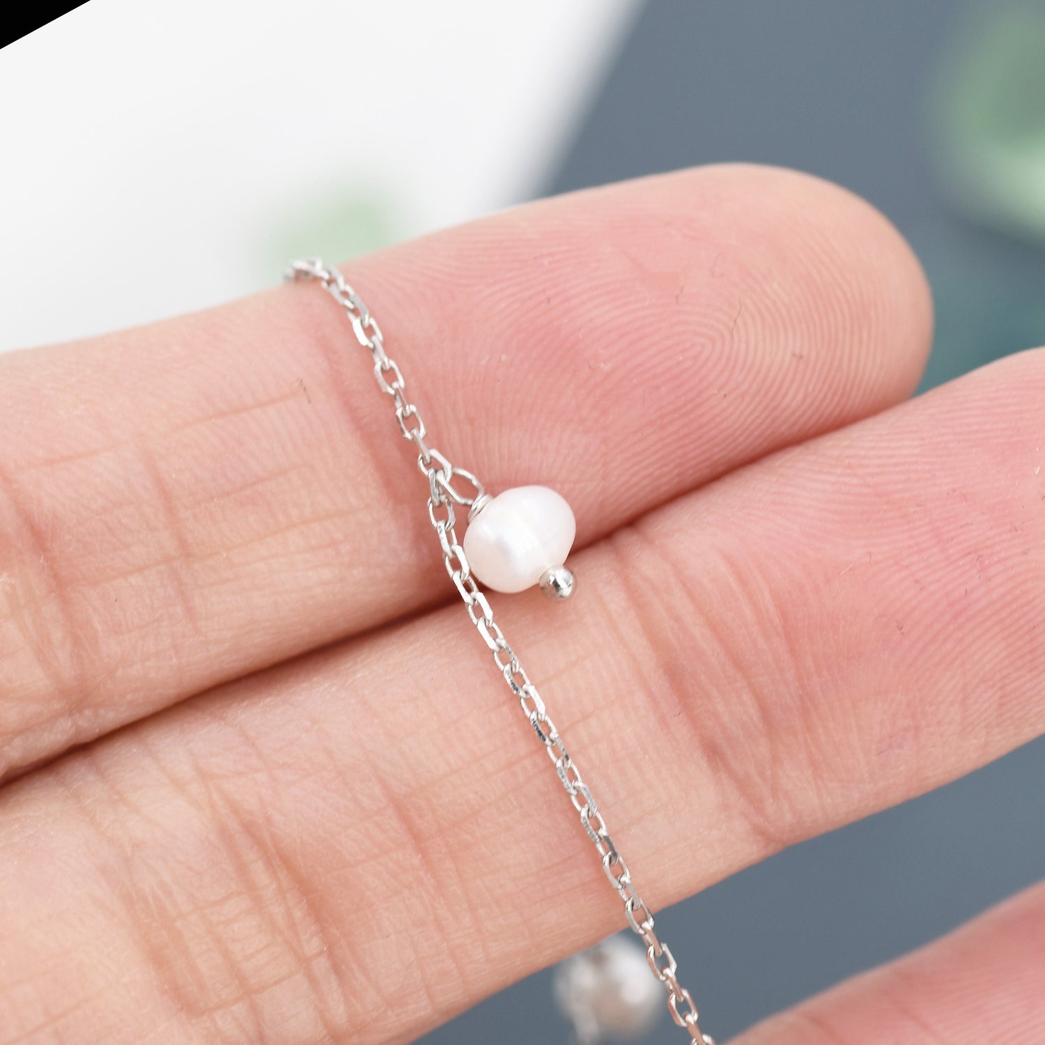 Dangle Freshwater Pearl Station Bracelet