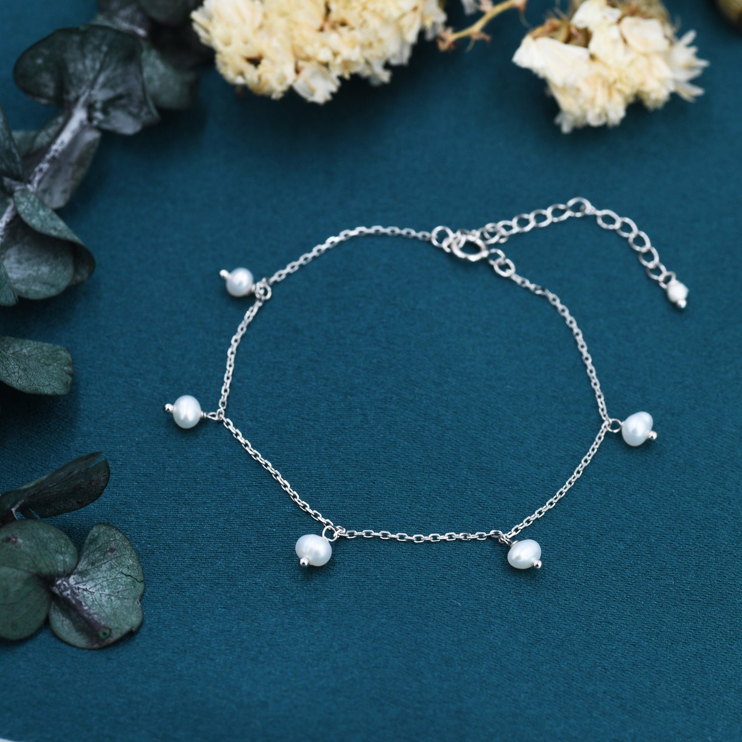 Dangle Freshwater Pearl Station Bracelet