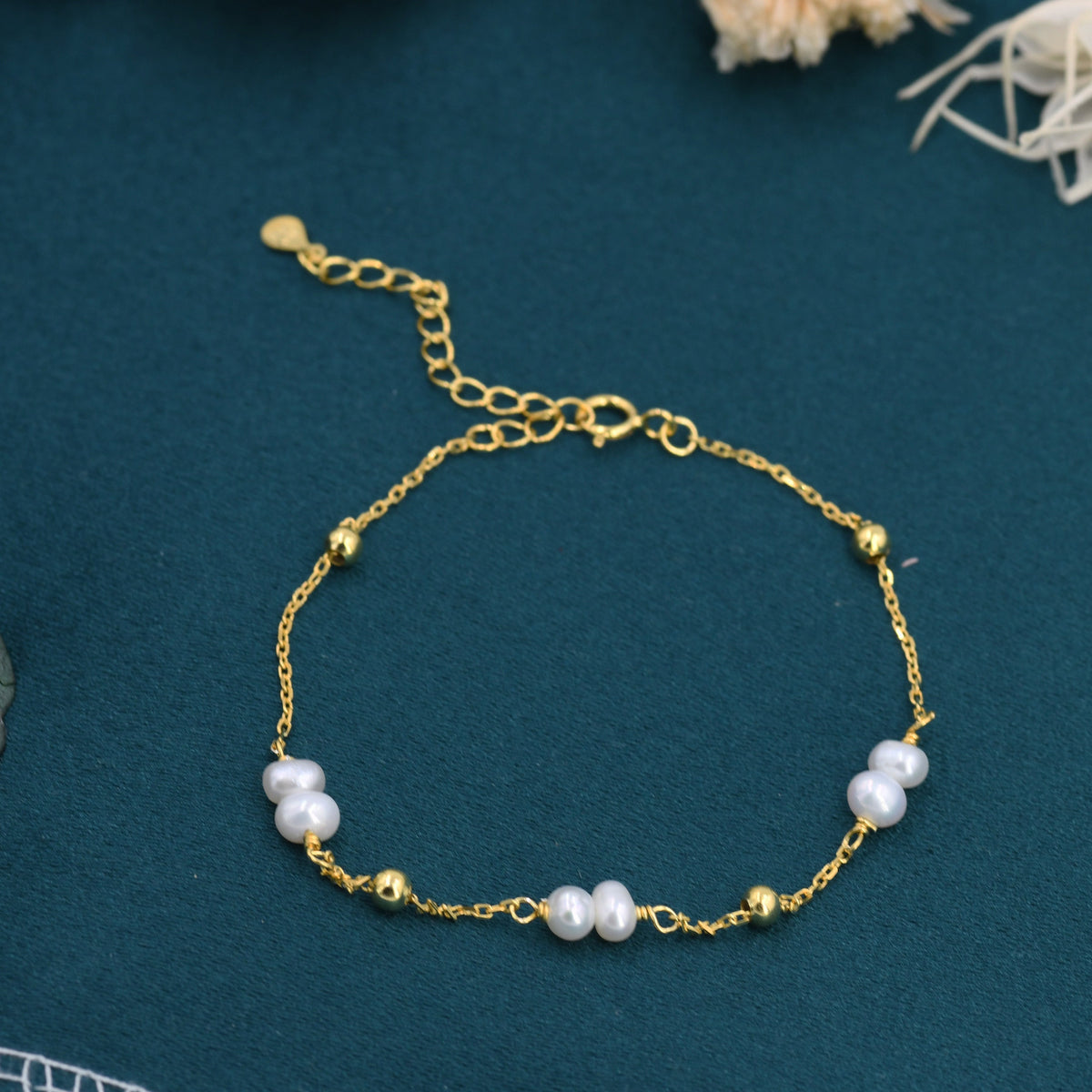 Delicate Pearl Cluster & Silver Station Bracelet