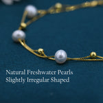Sterling Silver Delicate Pearl and Silver Ball Beaded Bracelet, Double Layer, Silver or Gold, Real Freshwater Pearls, Natural Pearl Bracelet