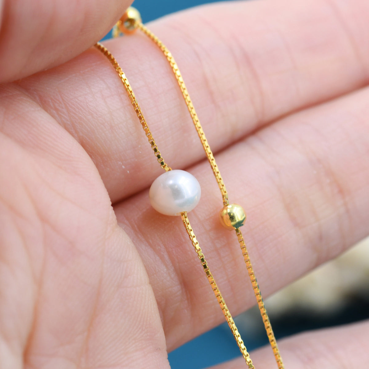 Sterling Silver Delicate Pearl and Silver Ball Beaded Bracelet, Double Layer, Silver or Gold, Real Freshwater Pearls, Natural Pearl Bracelet