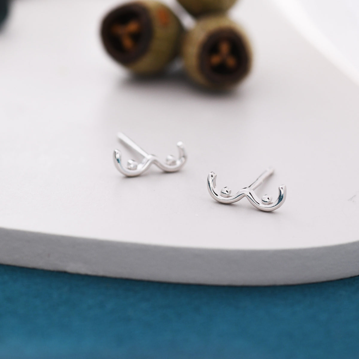Sterling Silver Boob Stud Earrings, Breast Earrings, Silver, Gold or Rose Gold, Small Earrings, Feminist Jewellery