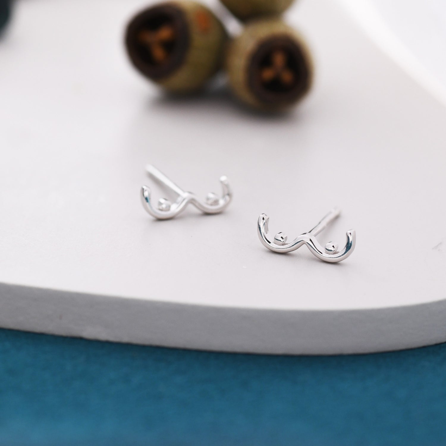 Sterling Silver Boob Stud Earrings, Breast Earrings, Silver, Gold or Rose Gold, Small Earrings, Feminist Jewellery