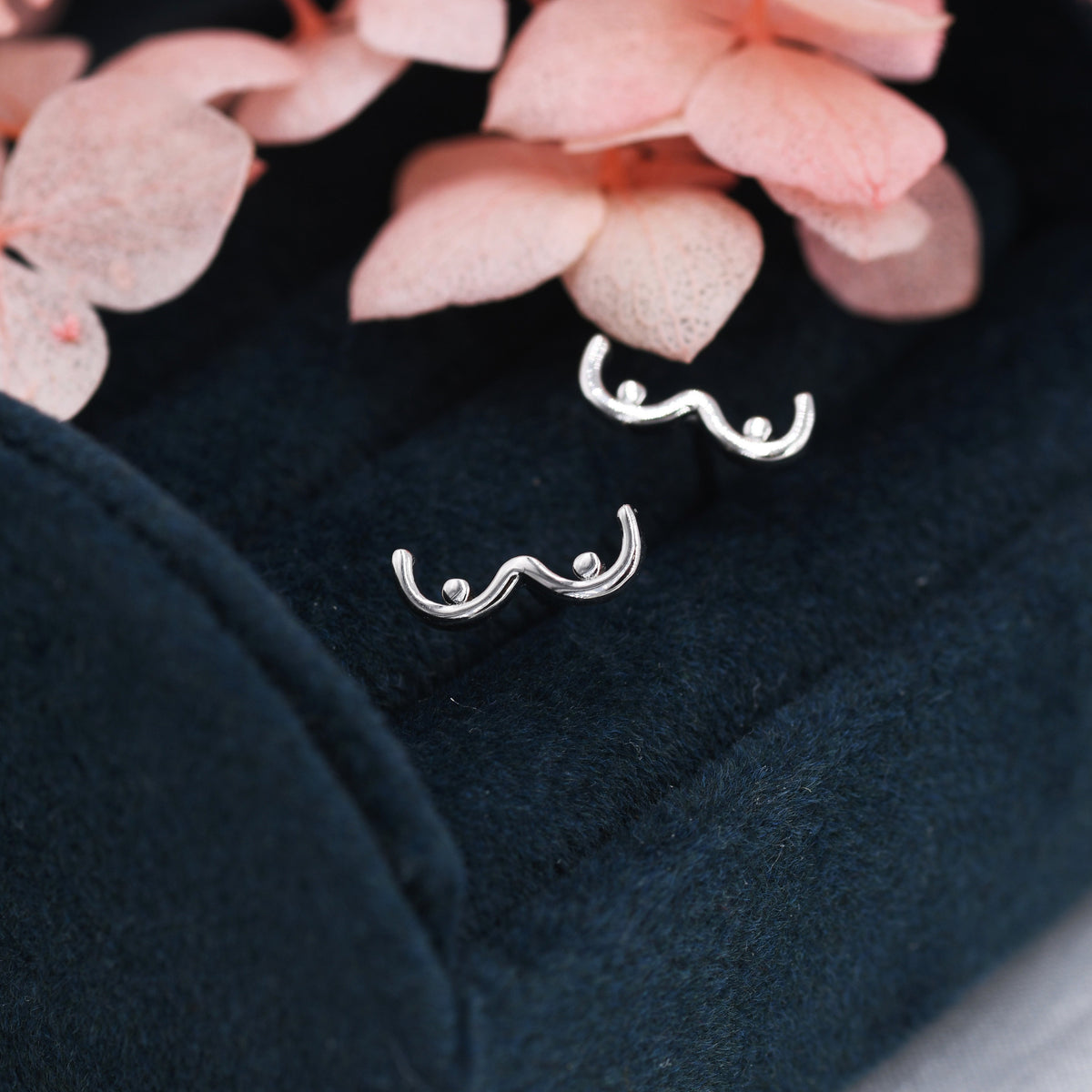 Sterling Silver Boob Stud Earrings, Breast Earrings, Silver, Gold or Rose Gold, Small Earrings, Feminist Jewellery